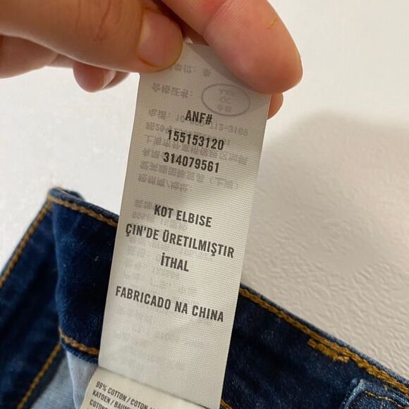 Abercrombie & Fitch Distressed Skinny Jeans Women’s W25 L29 Dark Wash Ripped Kne - Picture 9 of 9